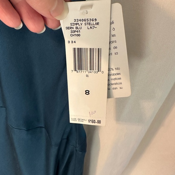 NWT Jones New York Dress, Size 8, Peacock Blue Pleated Back, 100% Silk - Picture 5 of 10